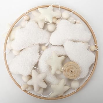 Cloud Mobile for Crib - A Handmade Gender Neutral Cloud Crib Mobile with Moon and Stars