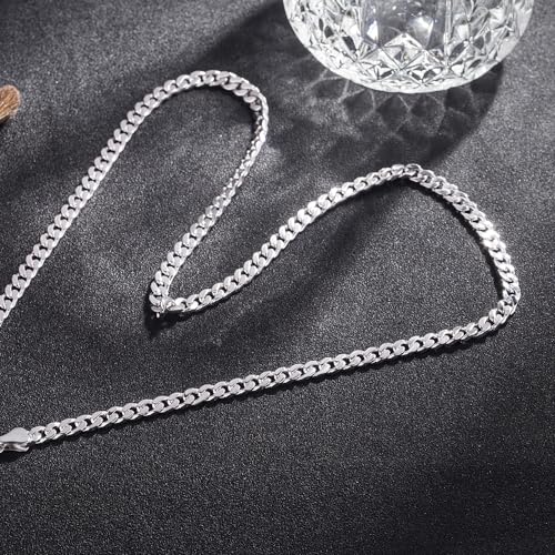 925 Sterling Silver 6mm Miami Cuban Link Chain Necklace for Men/Women 18/20/22/24/26/28/30 Inches Length4