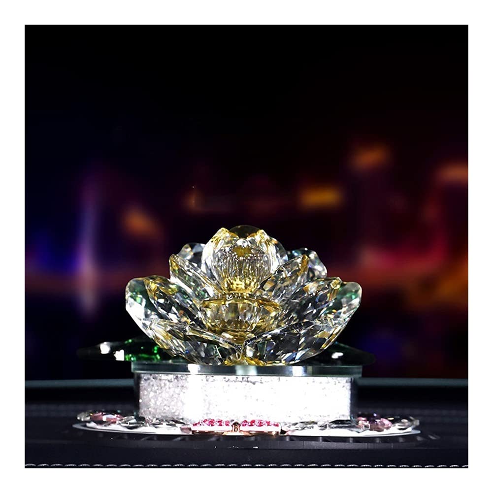 Salud y hogar Crystal Lotus Flowers Figurines Car Perfume Seat Crystal Lotus Craft Decoración del hogar (color: rosa)