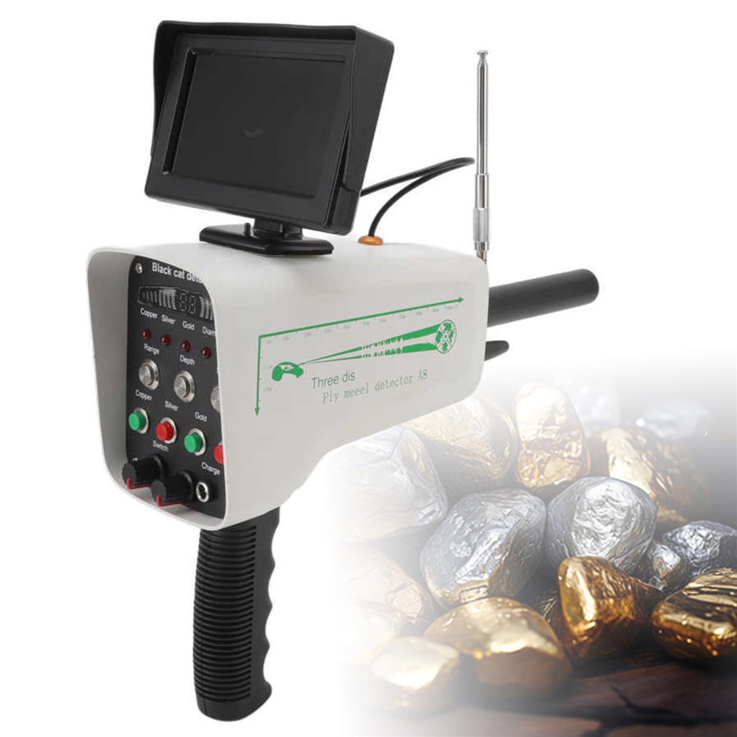Détecteur de métaux, scanner souterrain pour or, argent, cuivre et diamants, profondeur de 30 m, portée de détection de 1000 m avec écran