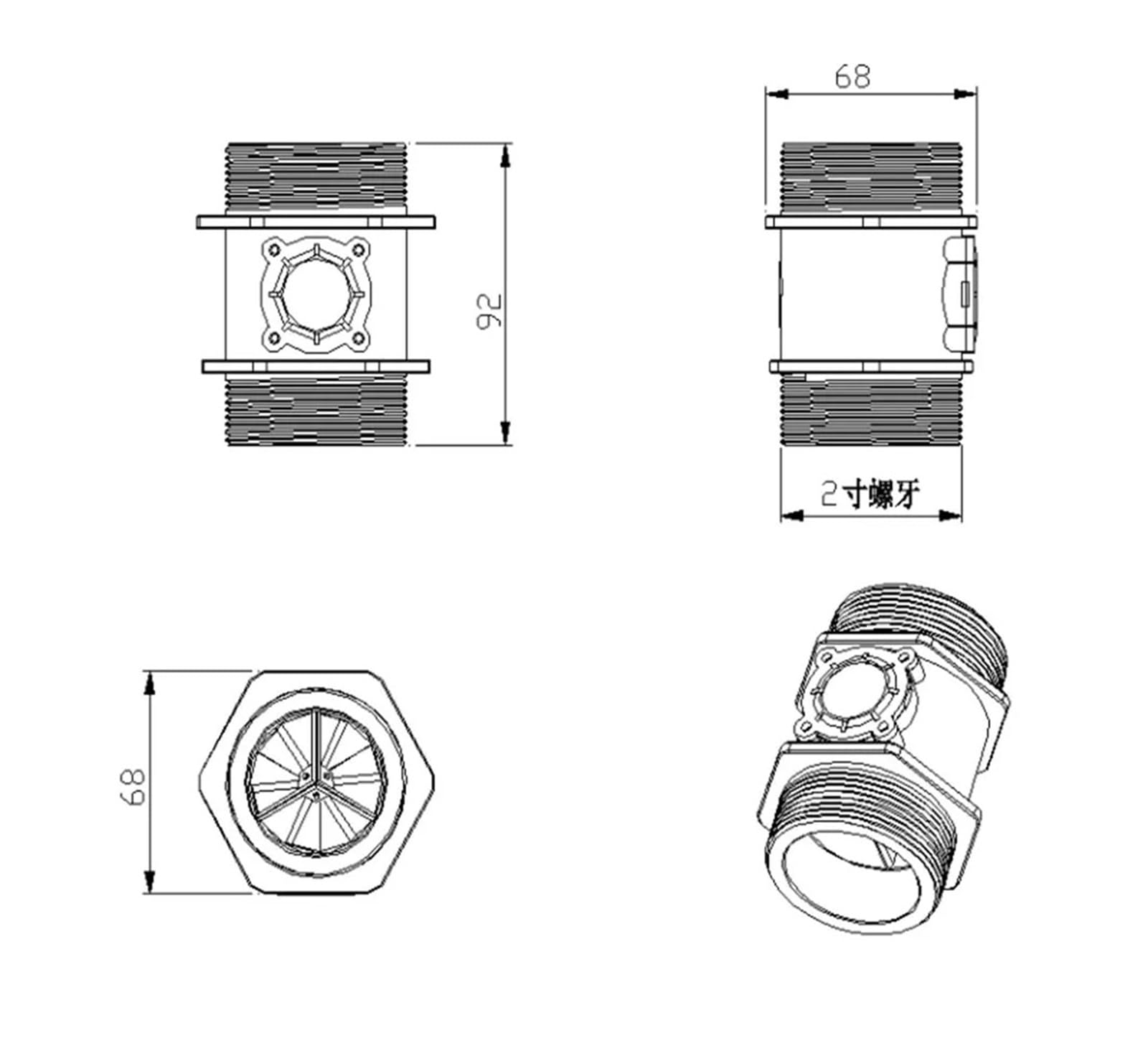 LBBCQVJK YF-DN50 G2” DN50mm Hall Water Flow Sensor Flow Meter 10-200L/min Rotary Vane Flow Meter