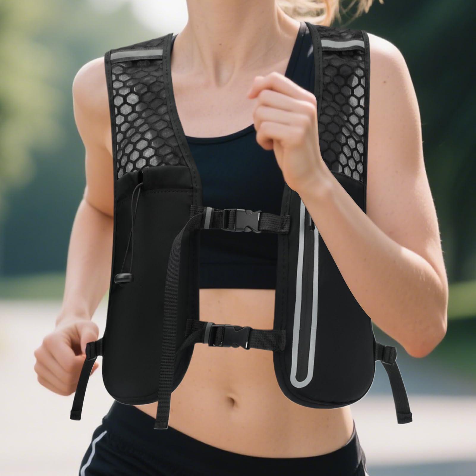 Adjustable Running Hydration Vest for Women, Lightweight Chest Pack with Water Bladder, Non-Slip Phone Pocket for Hiking, Cycling, Marathons