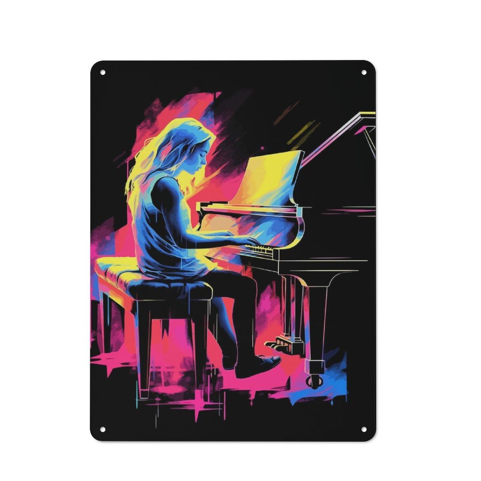For Hobby Room Or Studio, Girl Grand Piano Solo Retro-style Tin Sign 40x30cm, for Room Styling Across Hobby Rooms And Studios