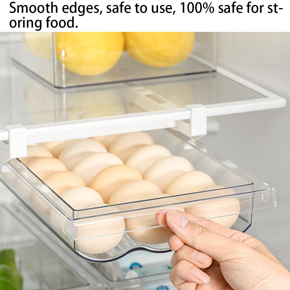 Kühlschrank Organizer, Ausziehbare Kühlschrank Schublade Organizer, Kühlschrank Aufbewahrungsbox, Kühlschrankbox Organizer Schublade, Klarer Behälter Lebensmittel Getränke Eier Obst