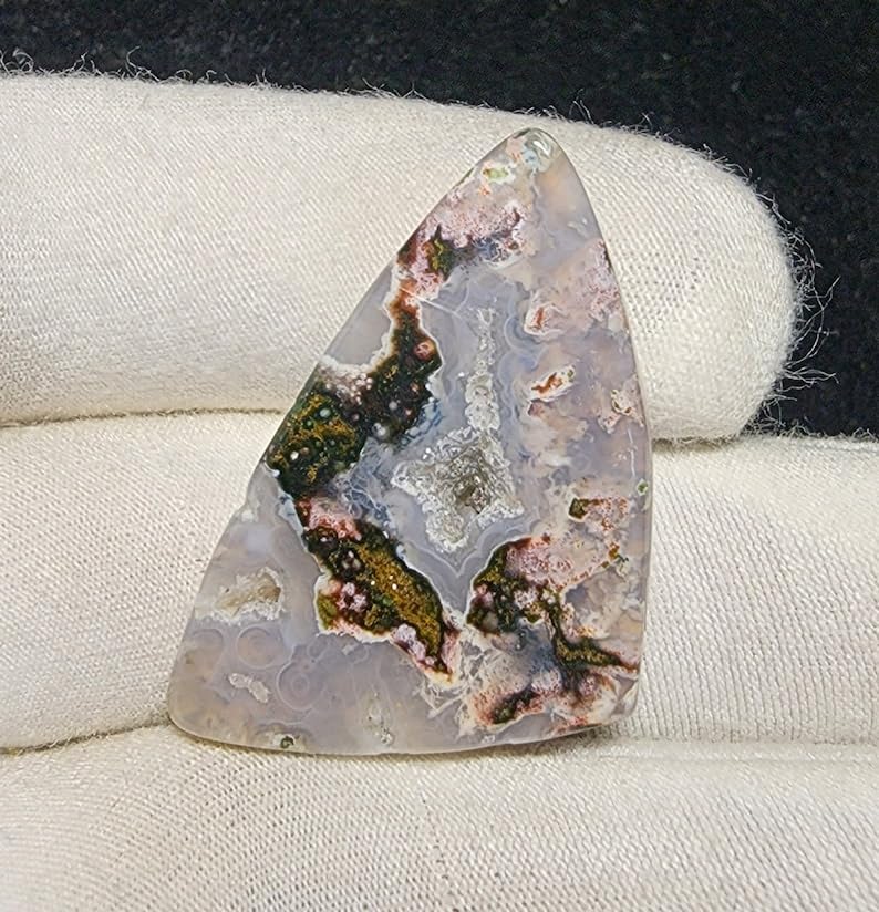 Jaspe océan naturel cabochon trillion 35x22x6mm pour création de bijoux - 7