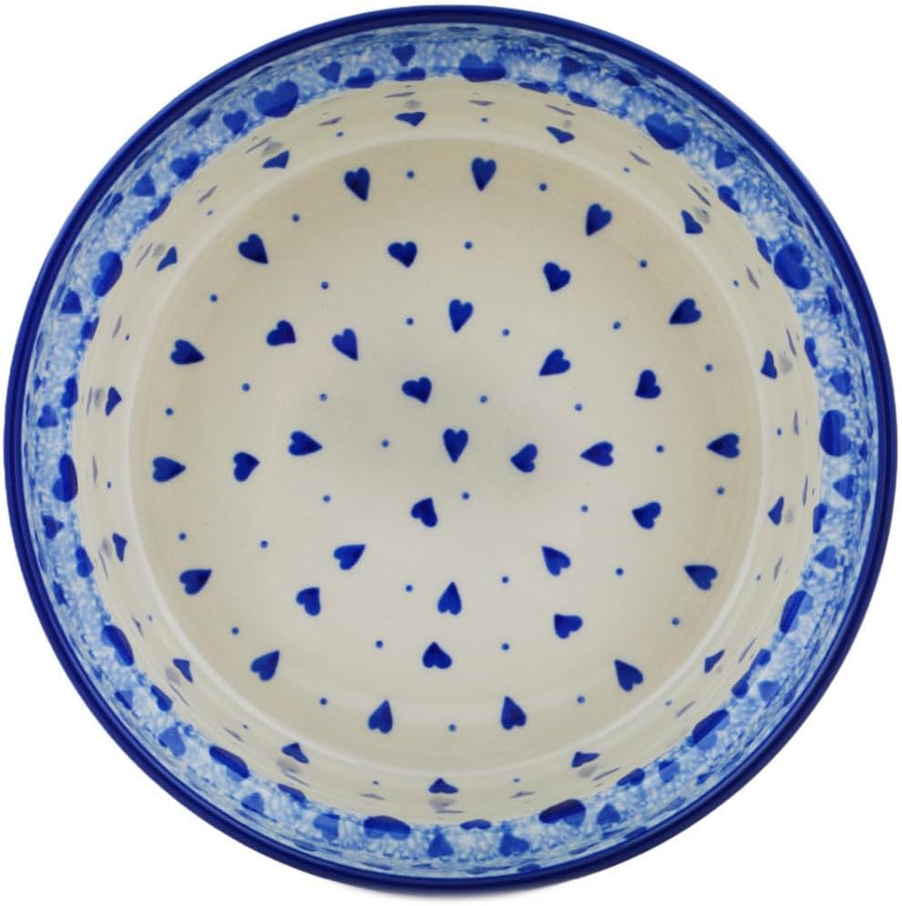 Polmedia Polish Pottery Souffle Dish - Cobalt Love Pattern Handmade in Boleslawiec Poland by Ceramika Artystyczna + Certificate of Authenticity