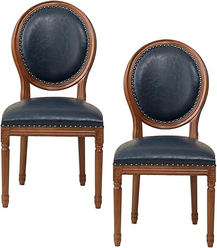 Miniatura 24 de JKGHK - Sillas de comedor, sillas de cocina de madera, silla lateral tapizada de cuero para habitación con respaldo redondo, juego de sillas de sala