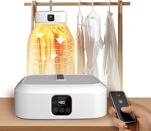 Secadora Drygo Xpress Mini secadora eléctrica portátil, secado rápido de 30 minutos, control remoto, limpieza UV, viajes, caravana, dormitorio,