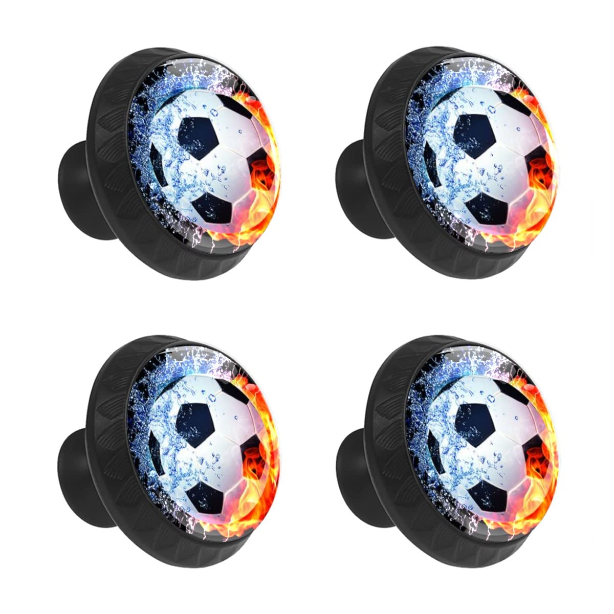 Mehom One Color 4 Pcs Crystal Glass Cabinet Drawer Knob,Fire Football Round Drawer Knobs Kitchen Cabinets Dresser Cupboard Wardrobe Unique Pulls Handles