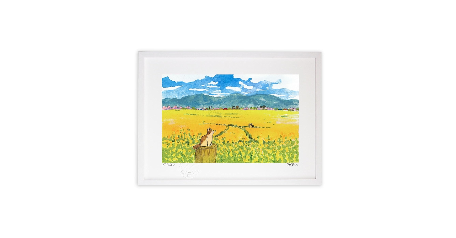 Amazon.co.jp: 版画 絵画 「黄色の花が咲く頃」 ササハラナツミ