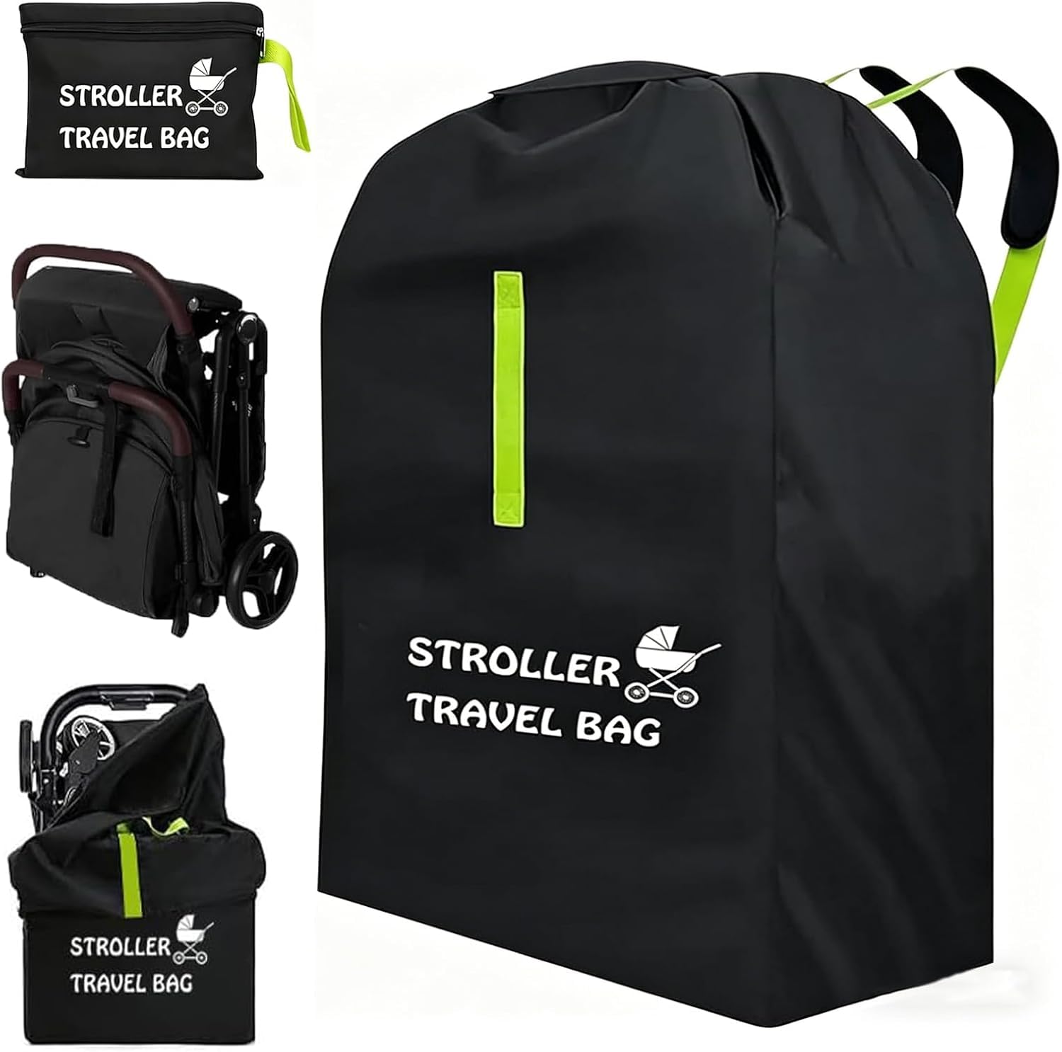 Pram Bag for Airplane, Portable Stroller Bag with Shoulder Strap Waterproof Pram Travel Bag Gate Check Pushchair Cover for Plane Infant Strollers