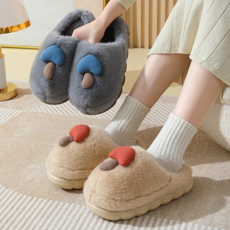 Women's slippers Cute mushroom slippers Lightweight plush slippers Warm winter home slippers Cotton indoor and outdoor shoes3