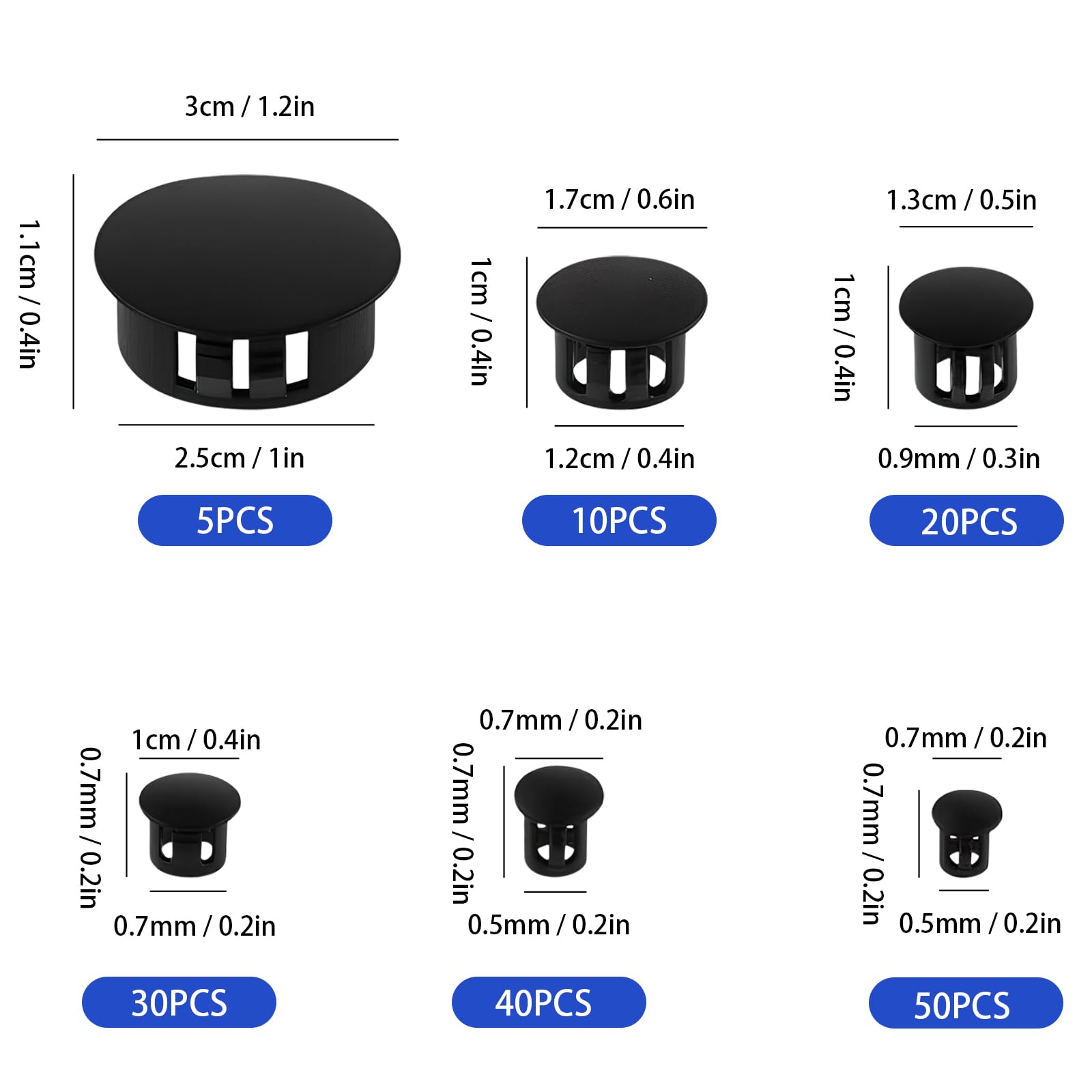 QUARKZMAN 200Pcs Bouchons De Trous De Vis, 10mm (3/8") De