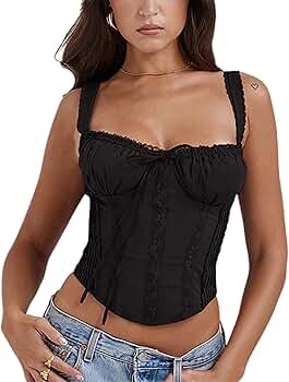 トップス Melt the lady lace up layered corset Amazon.com: YADMISU Women's Lace Up Cami Corset Tops Cold