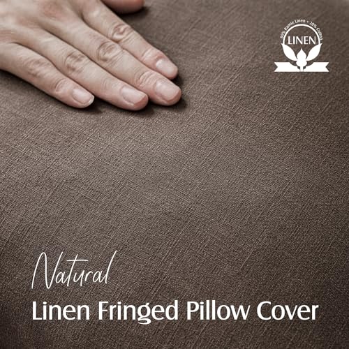 image for Foindtower Set of 2 Decorative Linen Fringe Throw Pillow Covers Boho F