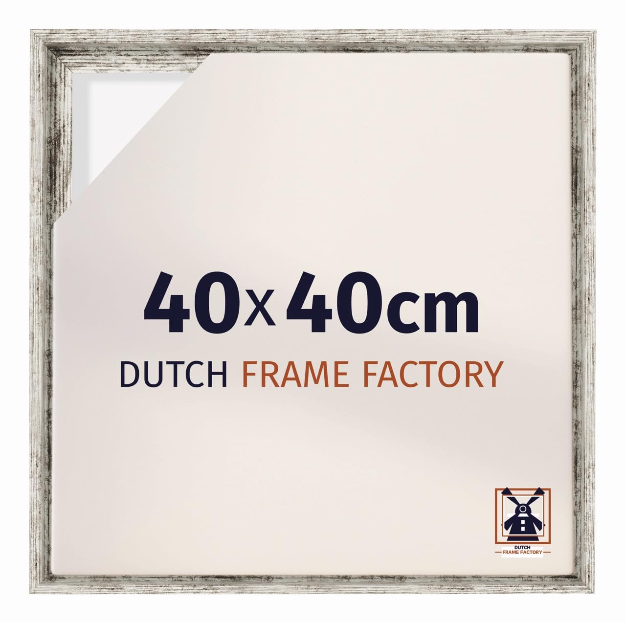 Dutch Frame Factory - Schattenfugenrahmen 40x40 - White Vintage - Rahmen fΓΌr Leinwand Bilder auf Keilrahmen - MDF - Lausanne