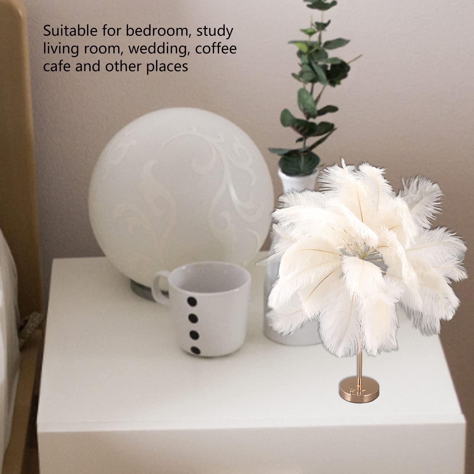 Ostrich, USB C Warm White Light Beside Table Lamp, with Plug in Wire, for Bedroom Nightstand Lamp Desk Night Light (White) - Image 4
