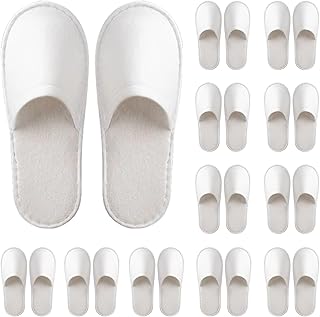12 pares chinelos descartáveis brancos/sapatilhas de hotel para convidados/de estar em casa para homem mulher - ideal para viagens, casa, casa de banho, casamento