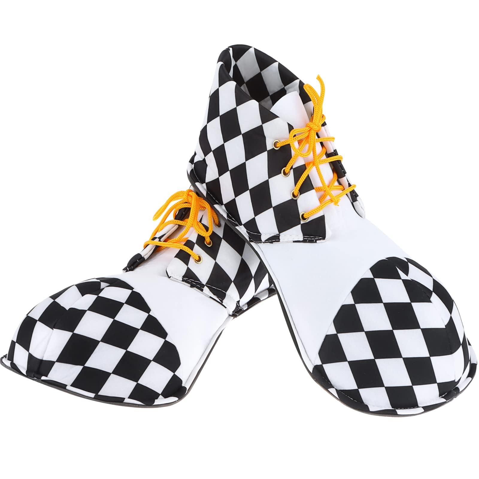 Clown Shoes Adult Men Women Funny Costume Accessories Round Head Shoes Prom Props Halloween (Black+White) - Image 2