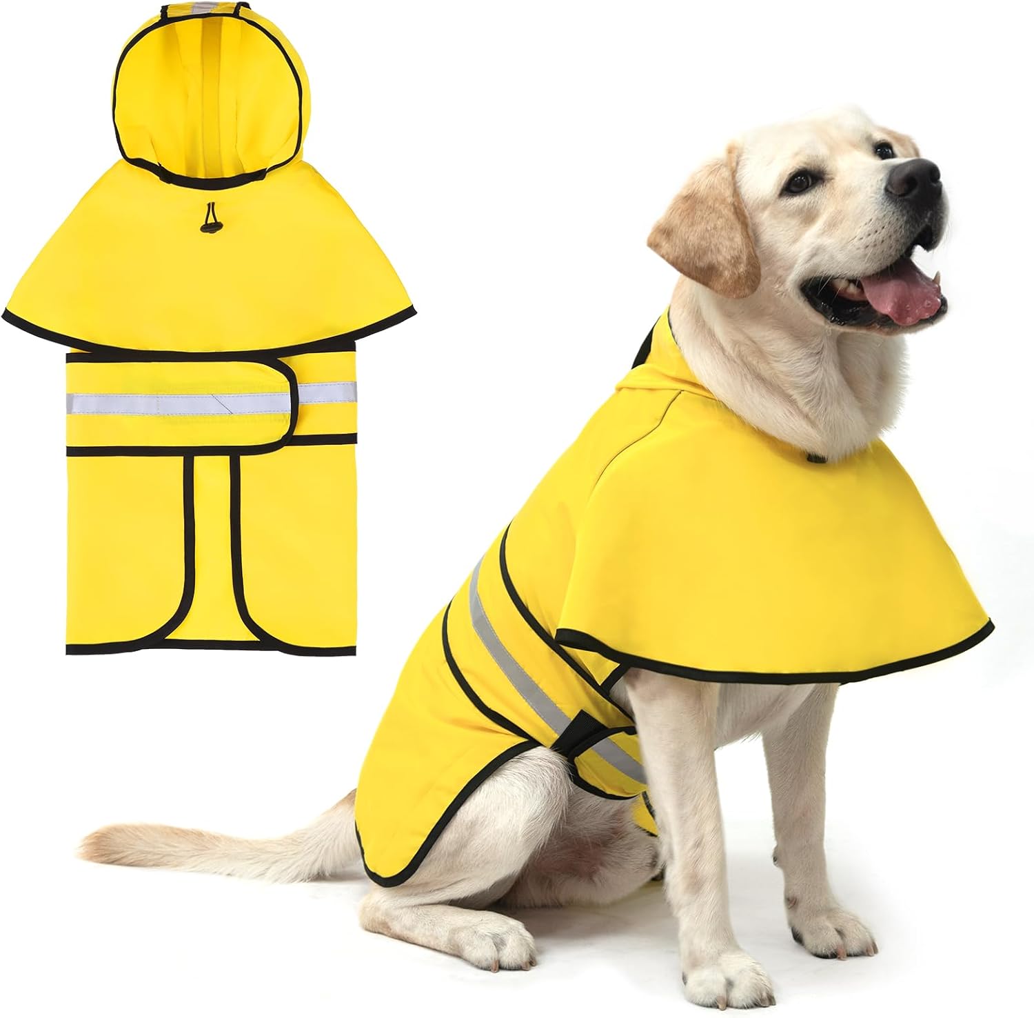 KOOLTAIL Dog Raincoat Hooded Slicker Poncho with Leash Hole, Dog