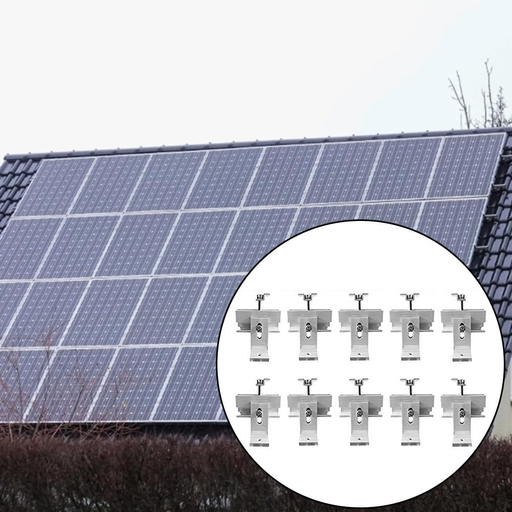 Zestaw wsporników montażowych do paneli słonecznych na dachu, system fotowoltaiczny ze stopu aluminium, z szynami, wspornikami L, śrubami i blokami ciśnieniowymi do metalu, do płytek