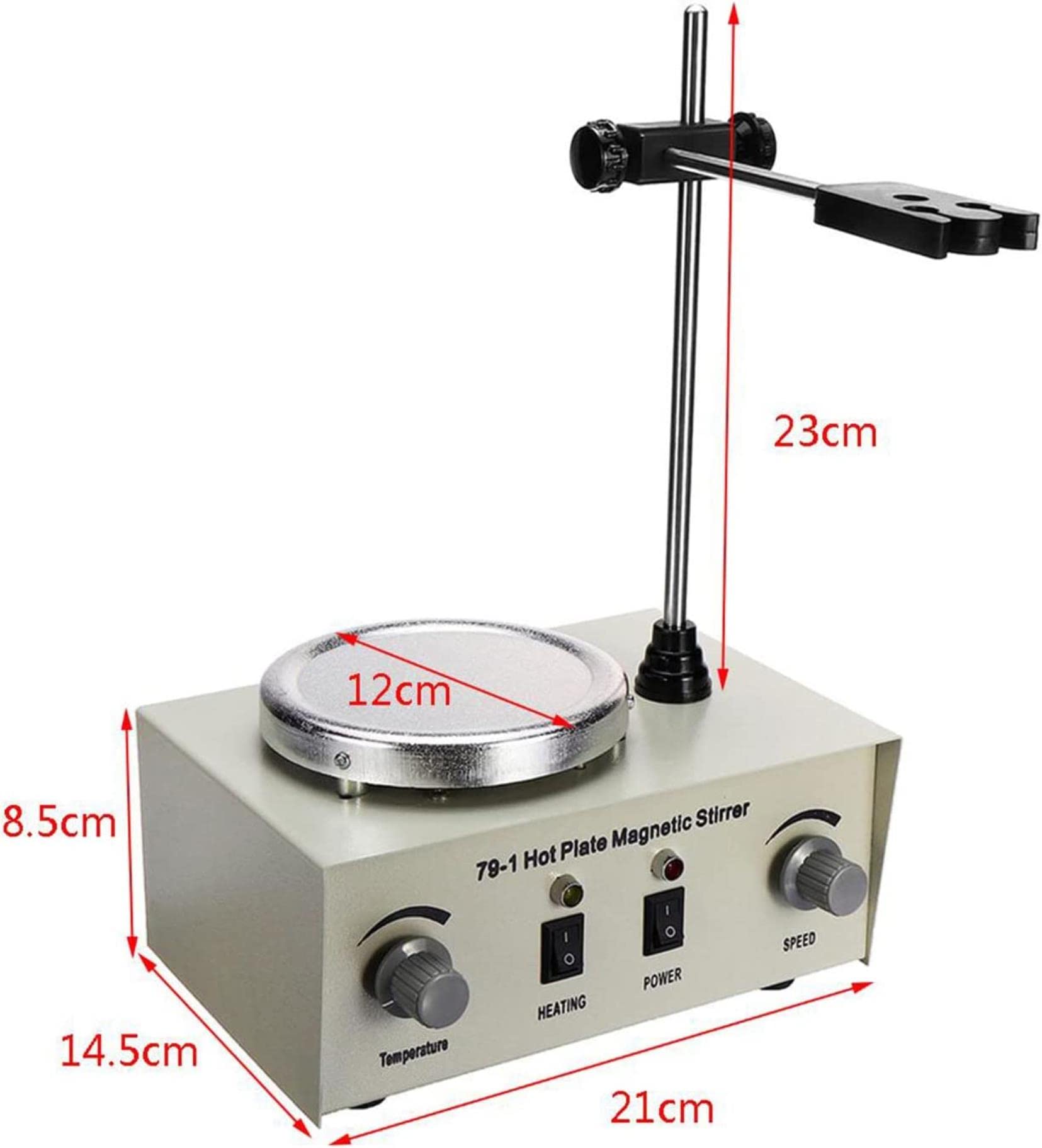Agitador magnético de Placa calefactora para Laboratorio, 1000 ml, 0-2400 RPM, 250 W de Potencia de Calentamiento para Mezcla de líquidos, Velocidad Continua.