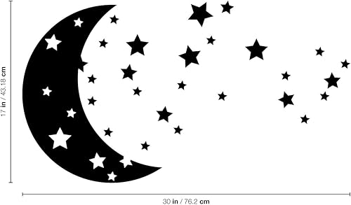 Miniatura 3 de Calcomanías de vinilo para pared, luna y estrellas, 17 x 30 pulgadas, bonitas formas de espacio nocturno para niños, adolescentes, dormitorio, sala