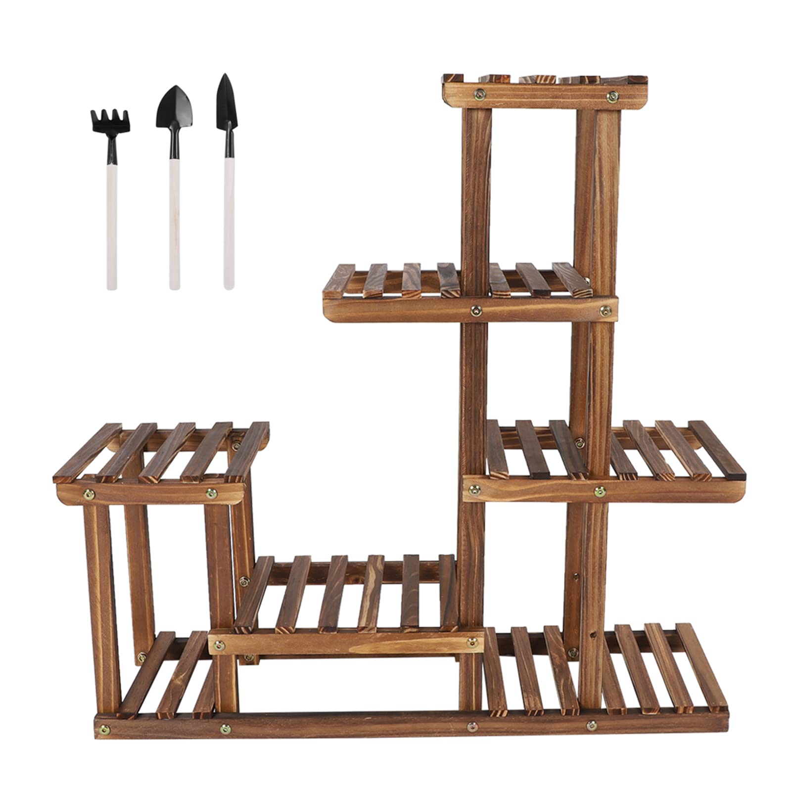 Greensen Scaffale Porta Piante Vasi Fiori in Legno, Supporto per Piante Mensole 6 Ripiani Portapiante per Soggiorno, Balcone, Giardino, 72 x 72 x 20 cm