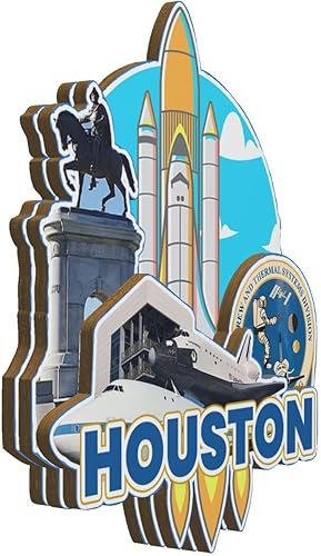 Miniatura 2 de Imán de madera para nevera de Houston, Texas, Estados Unidos, 3091, monumentos de viaje, coleccionables, recuerdos, decoración hecha a mano