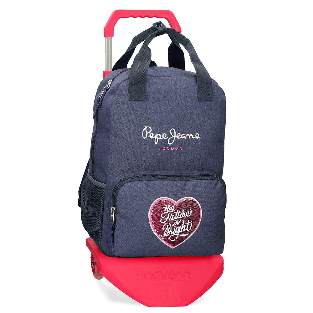 Pepe Jeans Bright Mochila con carro Azul 30x40x13 cms Poliéster 15,6 L