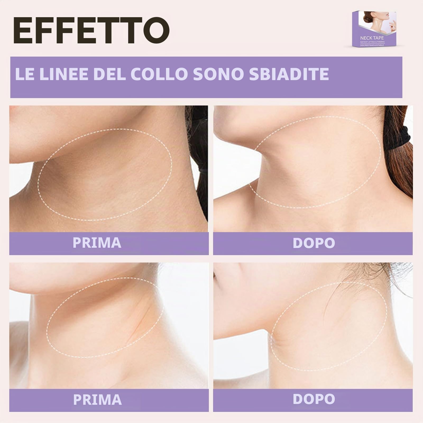 24 patch Adhésif De Lifting du Cou, Autocollant De Levage du Cou, 20 patch Invisibles + 4 Élastiques, accessori di bellezza anti-invecchiamento per Contour V Instantané, Visage, Yeux