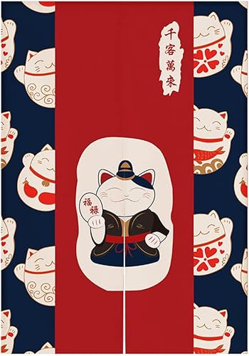 Miniatura 14 de Cortina japonesa Noren para puerta, tapiz Maneki Neko Lucky Cat para puerta, divisor de habitación, cocina, decoración del hogar, 33 x 47 pulgadas