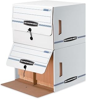 12-Pack Side-Tab Drop-Front Basic-Duty File Box, Letter | Store end-tab records with drop-front access that saves time, protects files, and keeps shelf storage organized.