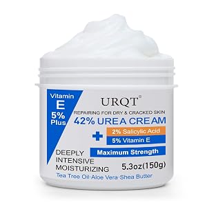 Crema de Urea al 42% para piel seca y agrietada - Crema para pies y manos con 2% de ácido salicílico, 5% de vitamina E, aceite de árbol de té, aloe vera y manteca de karité - Humectante de máxima potencia