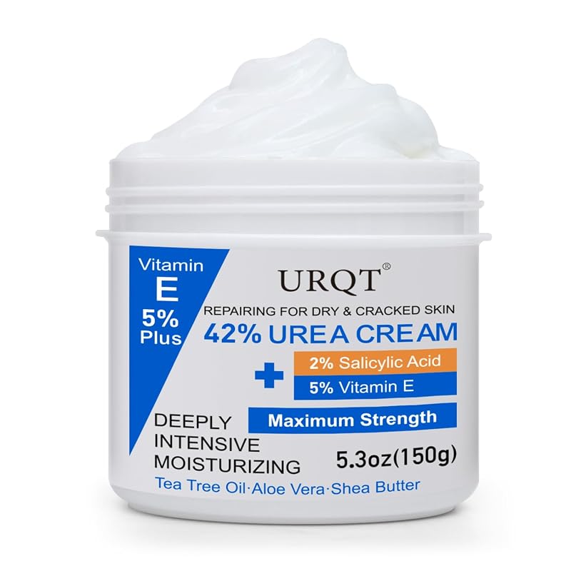 Crema de Urea al 42% para piel seca y agrietada - Crema para pies y manos con 2% de ácido salicílico, 5% de vitamina E, aceite de árbol de té, aloe vera y manteca de karité - Humectante de máxima potencia