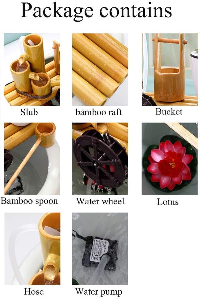 Bamboo Fountain Water Feature Fountain Pump Sculptures Statues Arts Crafts Artwork Outdoor Garden Feature Modern Decoration 100% Handmade