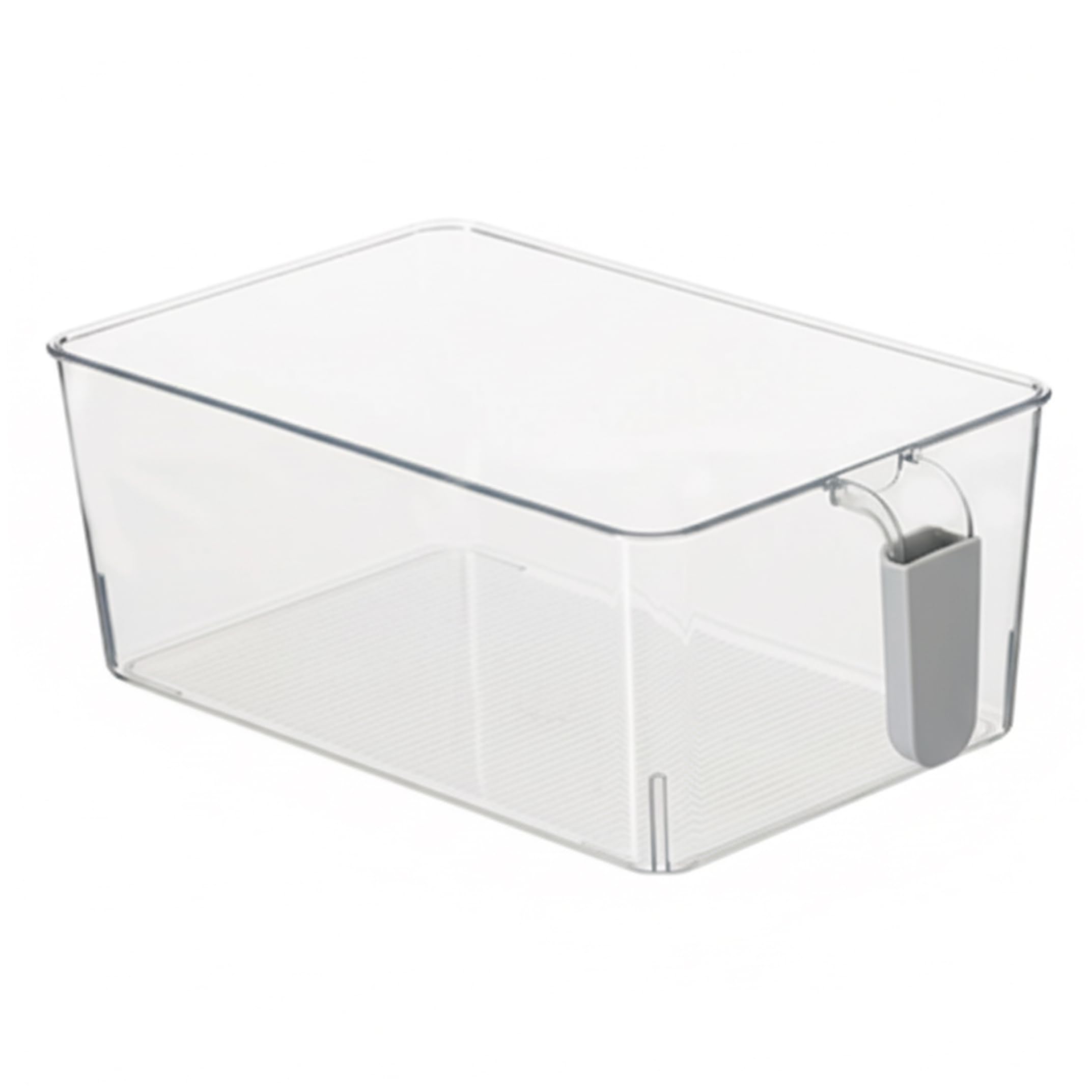Striegro Ice Container For Freezer Drawer-style Freezer Ice Bin Food-grade Pet High-transparent Storage Bin With Handle, Refrigerator Organizer, Gray..