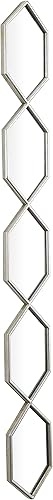 Miniatura 7 de Deco 79 Espejo de pared de metal para habitación, cadena apilada delgada, espejo de entrada de 5 capas con patrón de enrejado, espejo para montar en