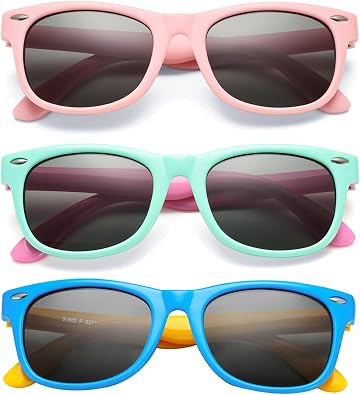 COASION Kids Polarized Sunglasses TPEE Rubber Flexible Shades for Girls Boys Age 3-9