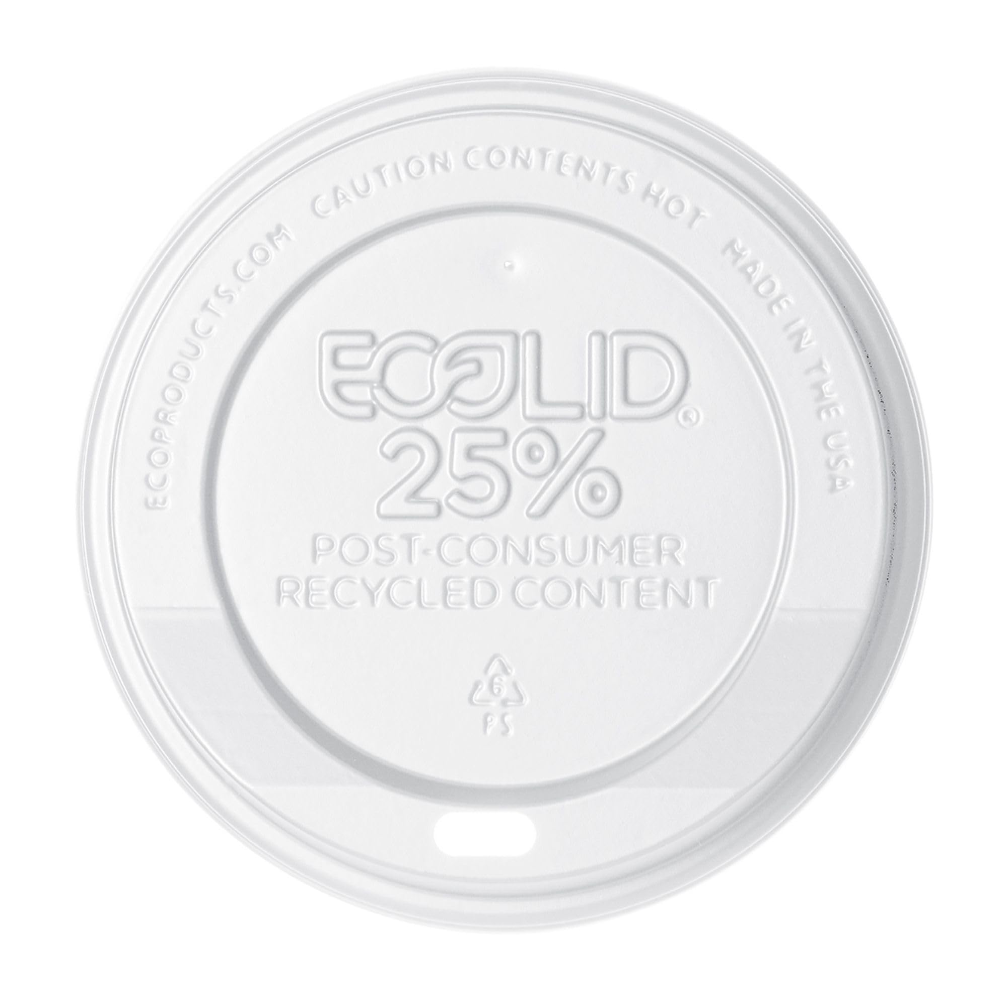 Eco-Products EP-HL8-WR EcoLid White 25% Recycled Polystyrene Lid, For 8oz Hot Cup (10 Packs of 100)