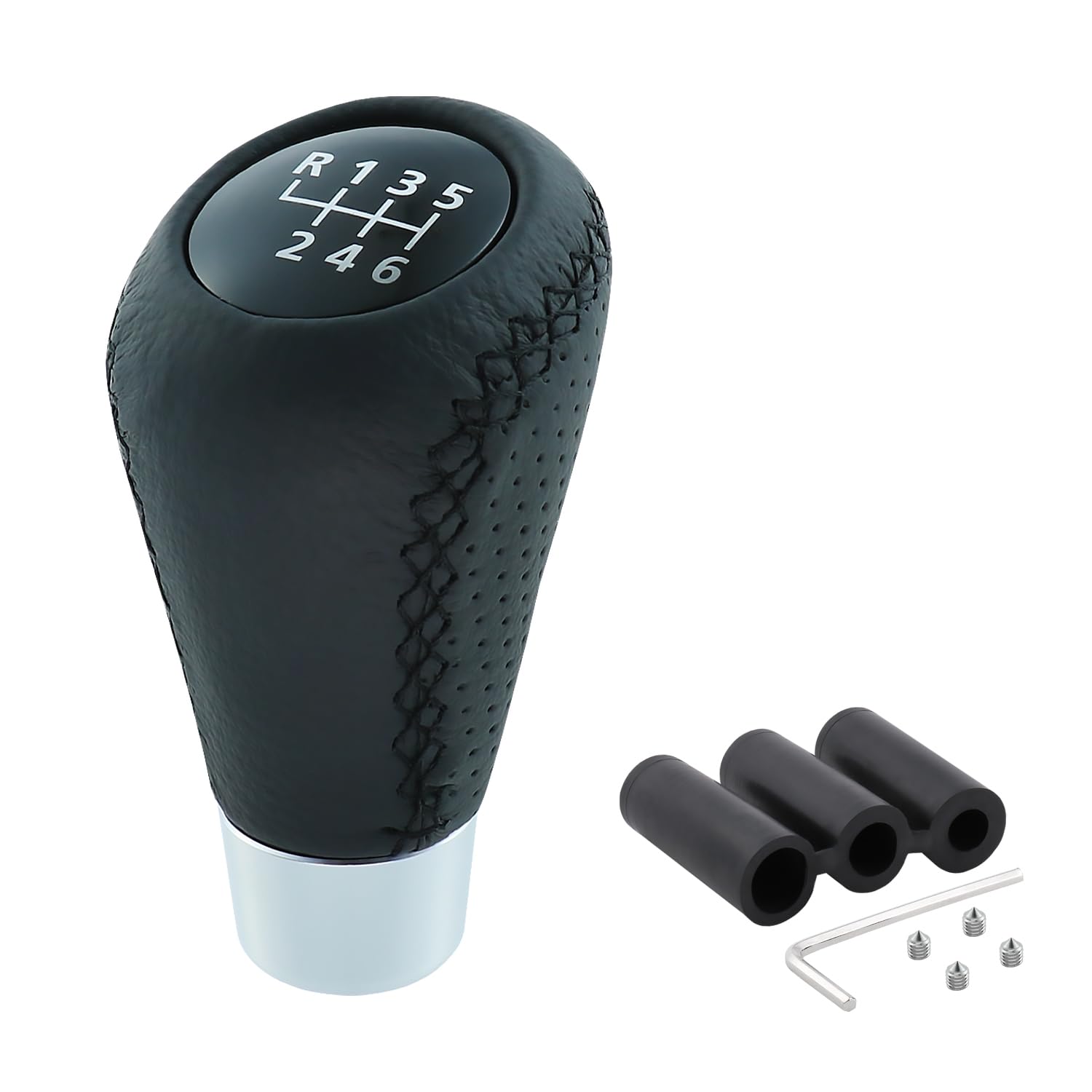 6 Speed Shift Knob Manual Shifter Knobs Handle Leather Gear Stick Driving Transmission Fit Most Car Truck SUV Vehicles (Black)