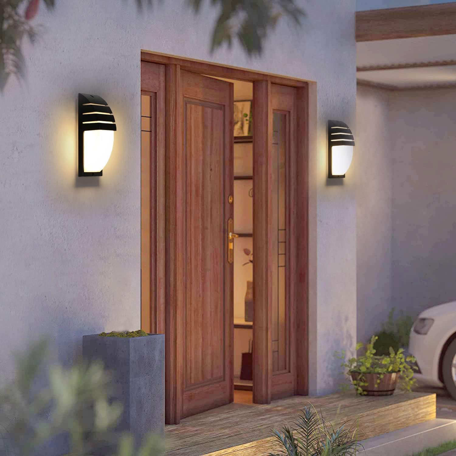 Comely 2 Pezzi Applique da Parete Interno/Esterno, 12W Lampade da Parete LED IP65 Impermeabile, 3000K Bianco Caldo Applique da Esterno per Giardino, Corridoio, Garage, Courty, Balcone
