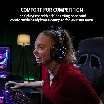 GAMEPOWER Mihawk USB Gaming Headset - 7.1 Virtual Surround Sound, Wired RGB Led Headphones with 50MM Drivers, Comfortable Design, 360 Spatial Sound, Noise Canceling Microphone, PC, Laptop,