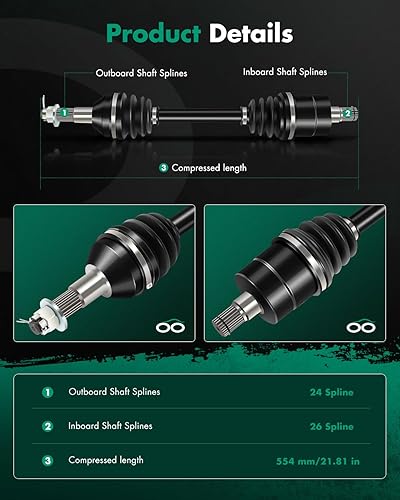 Vista 540 de SCITOO 1333081 1333947 Eje CV trasero izquierdo derecho para 2016-2020 para Polaris General 1000 2017-2020 para Polaris General 4 1000 2015-2018