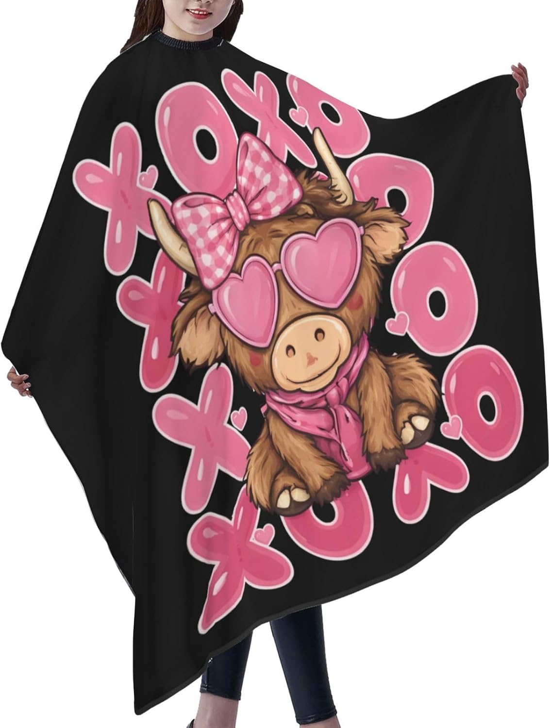 Valentine's XOXO Adult Hair Cutting Cape 55x66in Adjustable Snap Closure Salon Hairs Hat Shaving Bib