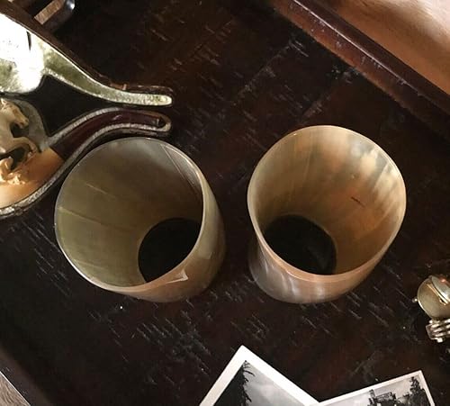 Miniatura 3 de Tazas de cuerno de búfalo de 6 pulgadas (11.8-15.2 fl oz), tazas de cuerno vikingo para hombres y mujeres, tazas de cuerno real hechas a mano, vasos