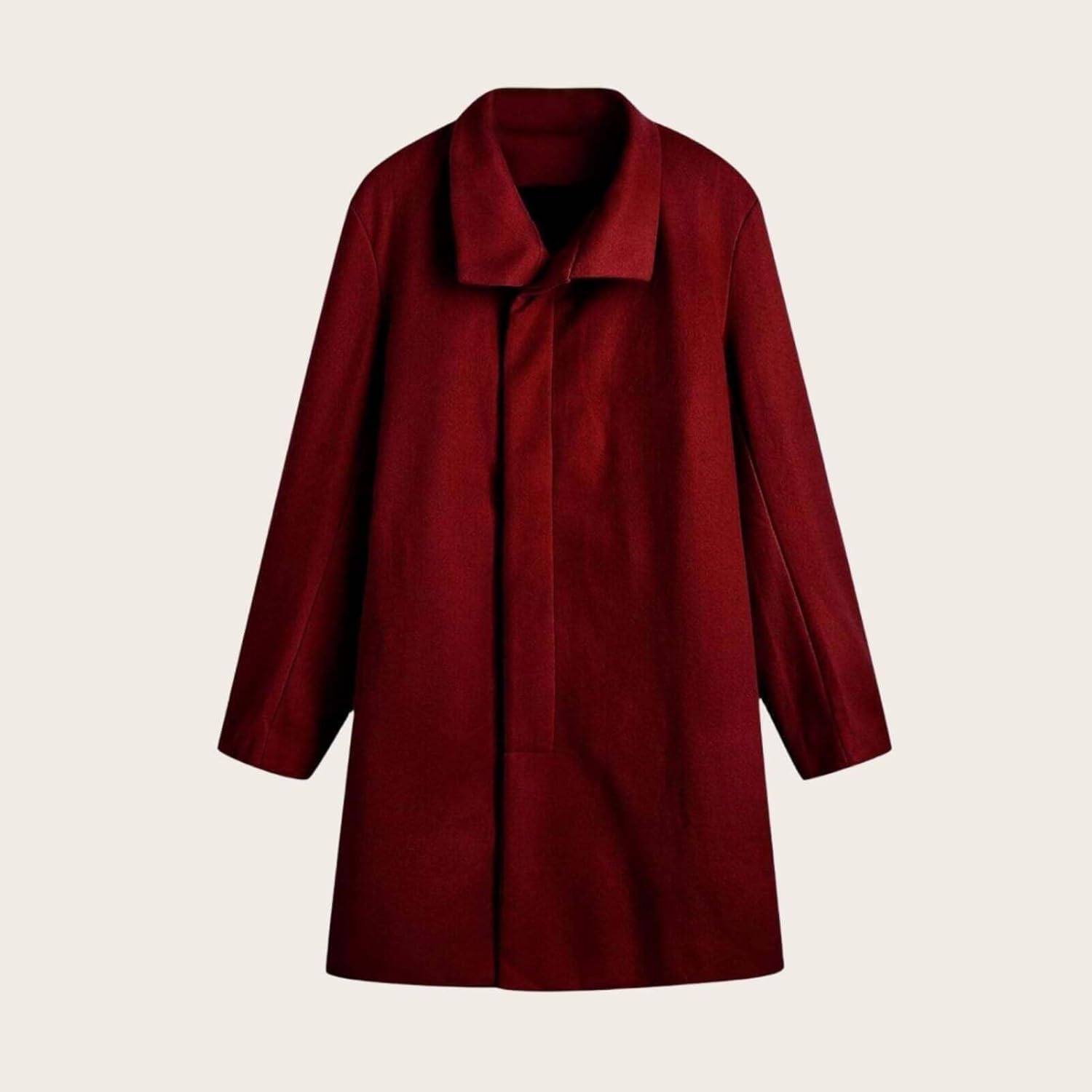 Zhyaj Men's Plaid Long Trench Coat Mid - Length Lapel Collar Button Down Warm Overcoat for Winter & Autumn Fashion - Image 4