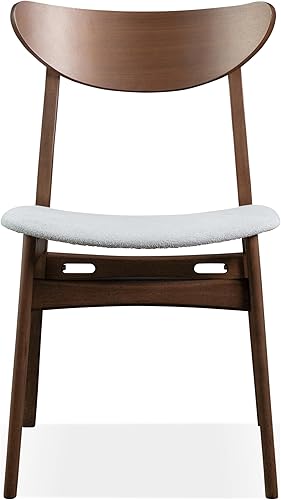 Miniatura 9 de Furniture of America Beck Mid-Century - Juego de 2 sillas de comedor modernas, de madera maciza con respaldo curvado y patas en ángulo, asiento