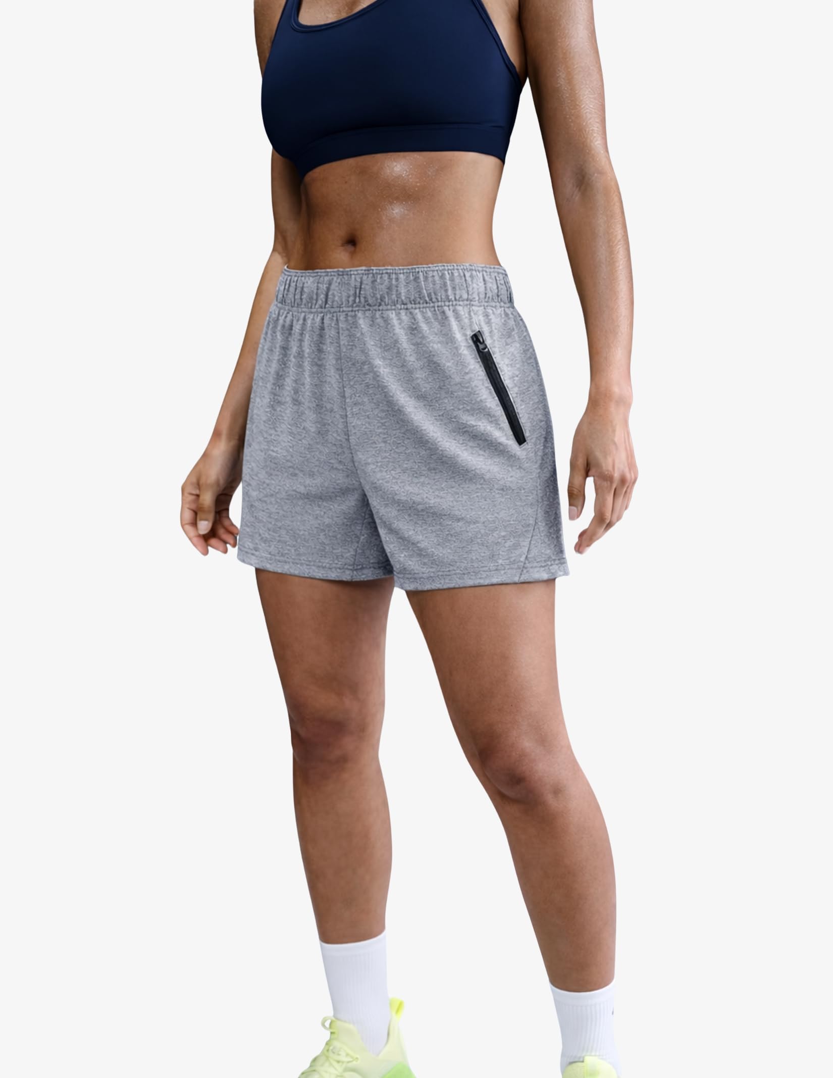 Liberty Imports 1 lub 5 sztuk damskich szortów treningowych z kieszeniami na zamek błyskawiczny, wewnętrzne nogawki 12,5 cm, lekkie sportowe spodenki na co dzień, M