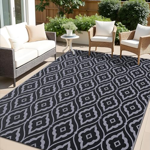 OLANLY Outdoor Rug 9x12 ft – Reversible Geometric Pattern